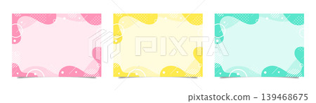 A set of 3 colors of pop-style geometric pattern background frames. A set of 3 colors of pop-style geometric pattern background frames. 139468675