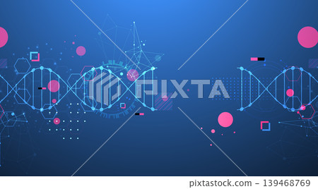 Abstraction on a scientific medical theme. Creative image of a DNA molecule with art elements. 139468769