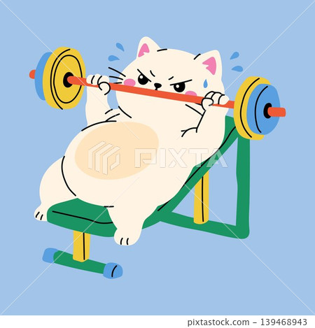 Funny Chubby Cat Bench Press Workout Cartoon Funny Chubby Cat Bench Press Workout Cartoon 139468943