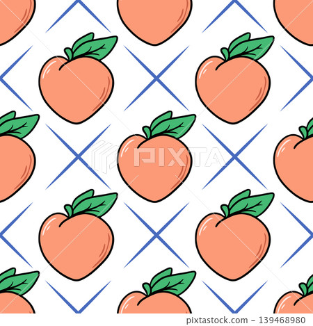 Seamless pattern with ripe peaches 139468980