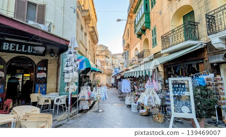 Gift shops around shopping street in tourist destination in Gozo Gift shops around shopping street in tourist destination in Gozo 139469007