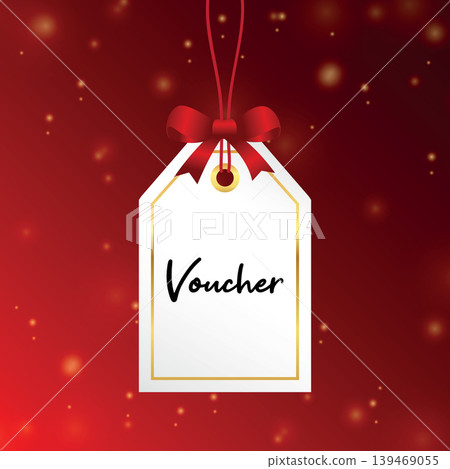 hanging voucher label on luxury red shining background vector illustration hanging voucher label on luxury red shining background vector illustration 139469055