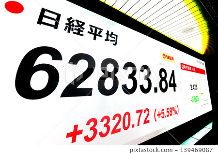 The Tokyo stock market saw its first-ever gain above 62,000 yen, closing at 62,833.84 yen. The largest increase was 3,320.72 yen. The Tokyo stock market saw its first-ever gain above 62,000 yen, closing at 62,833.84 yen. The largest increase was 3,320.72 yen. 139469087