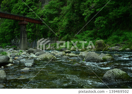 Scenery with a steel bridge Scenery with a steel bridge 139469502
