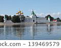 ancient white-stone monastery with fortress walls 139469579