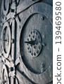 forged steel shield with a sharp spike  139469580