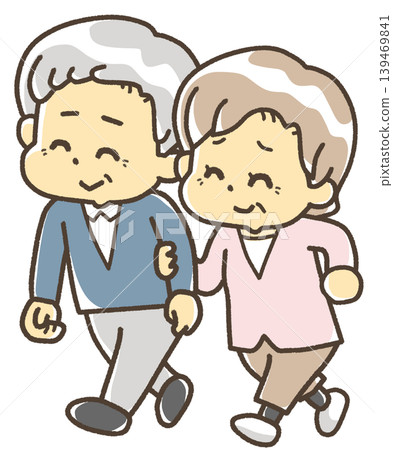 家庭的描繪：一對老年夫婦在子女獨立後獨自生活。 139469841