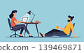 Woman working laptop man drinking coffee 139469871