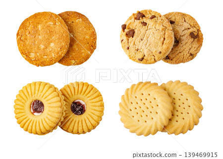 Assortment of cookies and biscuits with chocolate and jam 139469915