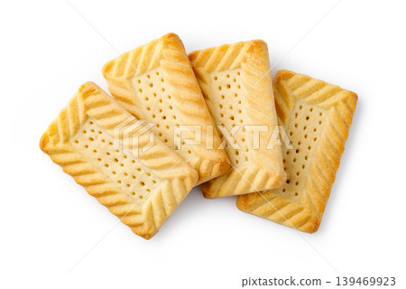 Shortbread butter biscuits on white background, sweets concept 139469923