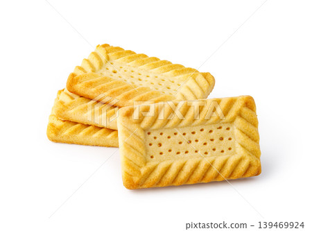 Golden baked shortbread biscuits creating a tasty snack 139469924