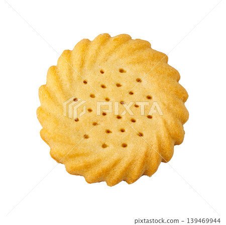 Golden brown shortbread biscuit with swirl pattern Golden brown shortbread biscuit with swirl pattern 139469944