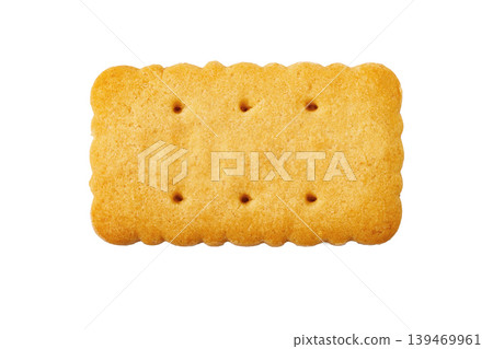 Golden rectangular biscuit cracker with holes isolated Golden rectangular biscuit cracker with holes isolated 139469961