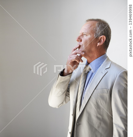 Thinking, idea and director with business man for vision, confused and reflection. Corporate, executive and professional ceo with senior male employee standing for future, mindset and planning Thinking, idea and director with business man for vision, confused and reflection. Corporate, executive and professional ceo with senior male employee standing for future, mindset and planning 139469998