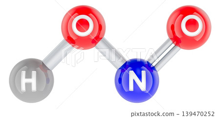 Nitrous acid HNO2 molecule model. 3d rendering 139470252