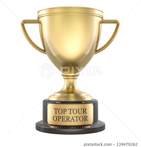 Top Tour Operator, golden trophy award. 3D rendering 139470262
