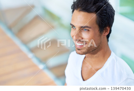 Man, thinking and smile outdoor as future decision or idea wondering, vision or morning confidence. Male person, looking and thoughts happy or wellness as planning pondering, positive pride or choice Man, thinking and smile outdoor as future decision or idea wondering, vision or morning confidence. Male person, looking and thoughts happy or wellness as planning pondering, positive pride or choice 139470430