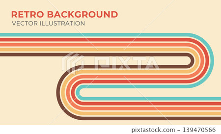 Retro curved stripe geometric background material set, 70s style groovy design Retro curved stripe geometric background material set, 70s style groovy design 139470566