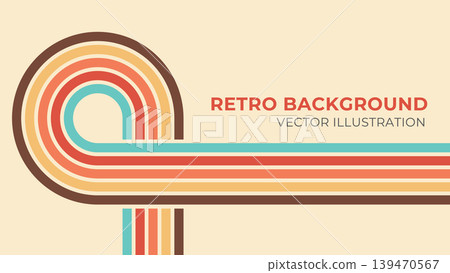 Retro curved stripe geometric background material set, 70s style groovy design Retro curved stripe geometric background material set, 70s style groovy design 139470567