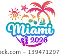 Miami Florida 2026 with Vacation and Trip Elements - Palm Tree Sunglasses Dolphin 139471297