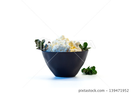 healthy organic dairy curds with fresh green herbs healthy organic dairy curds with fresh green herbs 139471952
