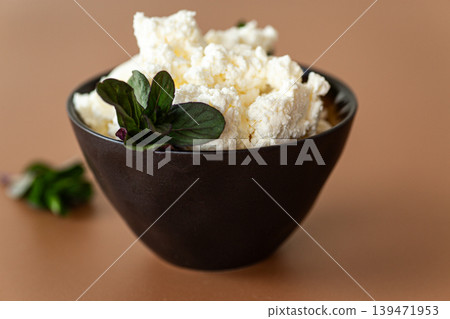 protein rich cottage cheese for healthy breakfast concept protein rich cottage cheese for healthy breakfast concept 139471953