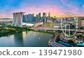 Aerial view of cityscape at twilight in Singapore. 139471980