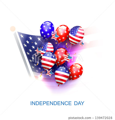 Independence Day. Isolated illustration with a set of balloons on a white background 139472028