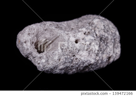 Macro mineral stone Pumice on black background Macro mineral stone Pumice on black background 139472166
