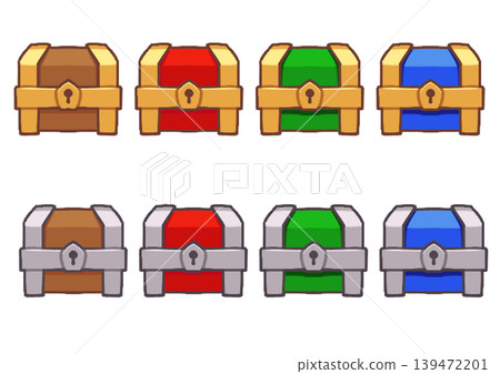 A collection of simple treasure chest illustrations A collection of simple treasure chest illustrations 139472201