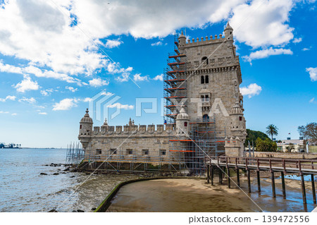 belem tower lisbon portugal historic landmark with chart overlay concept 139472556