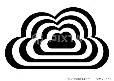 Modern minimalist cloud icon in black concentric line style. Vector illustration Modern minimalist cloud icon in black concentric line style. Vector illustration 139472567