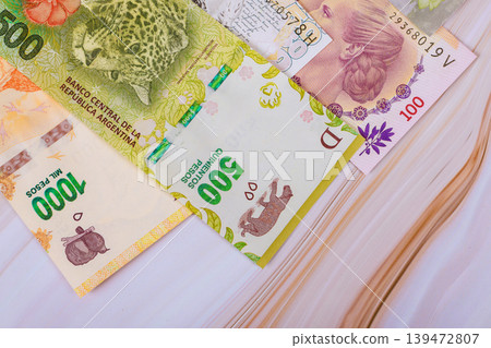 Different types of Argentine pesos cash money are arranged issues central Bank Argentina Different types of Argentine pesos cash money are arranged issues central Bank Argentina 139472807
