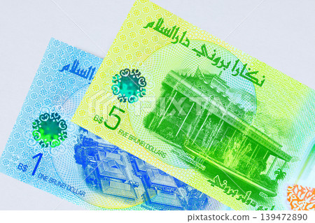 Various denominations Ringgit Dollar polymer banknote bill issued Bank of Brunei Darussalam Various denominations Ringgit Dollar polymer banknote bill issued Bank of Brunei Darussalam 139472890