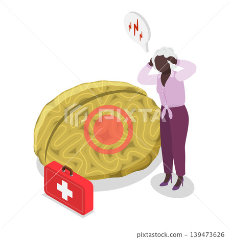 3D Isometric Flat Vector Illustration of Age Related Changes, Elderly Brain Activity Problems. Item 3 3D Isometric Flat Vector Illustration of Age Related Changes, Elderly Brain Activity Problems. Item 3 139473626