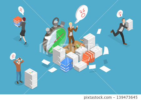 3D Isometric Flat Vector Illustration of Angry Boss, An Irritated Supervisor Causing Tension Among The Employees. 139473645