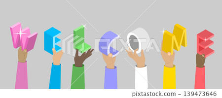 3D Isometric Flat Vector Illustration of Welcome, Text Sign Welcoming Messages 3D Isometric Flat Vector Illustration of Welcome, Text Sign Welcoming Messages 139473646
