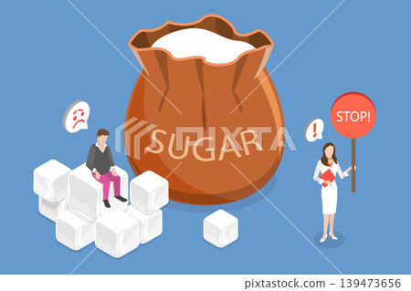 3D Isometric Flat Vector Illustration of Sugar Addiction, Excessive Sugar Consumption Leading To Glucose Overdose Eating Issue 3D Isometric Flat Vector Illustration of Sugar Addiction, Excessive Sugar Consumption Leading To Glucose Overdose Eating Issue 139473656