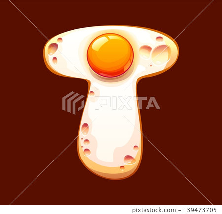 Cartoon fried egg yolk breakfast ABC type, font letter T. Fried healthy food type sign, cooked omelette English alphabet vector element. Egg breakfast typeset letter font symbol Cartoon fried egg yolk breakfast ABC type, font letter T. Fried healthy food type sign, cooked omelette English alphabet vector element. Egg breakfast typeset letter font symbol 139473705