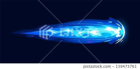 Gun fire effect with trail of flame for game comics and blue plasma clot, vector icon. Laser gun or blaster shot game VFX effect of cartoon energy or fire beam from ray gun with bullet fireball shot Gun fire effect with trail of flame for game comics and blue plasma clot, vector icon. Laser gun or blaster shot game VFX effect of cartoon energy or fire beam from ray gun with bullet fireball shot 139473761