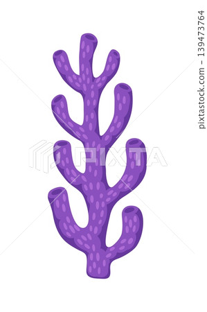 Ocean aquatic life sponge or seaweed plant. Ocean underwater flora, coral reef aquatic isolated vector plant. Aquarium landscape undersea algae leaf or tropical sea bottom water seaweed 139473764