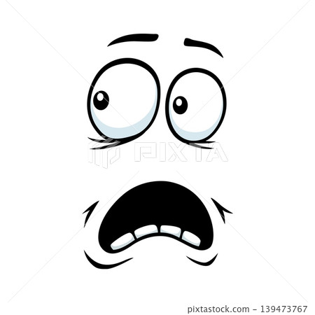 Scared emoji cartoon face with confused expression for funny emotion icon. Face expression of frightened look from panic or worry and afraid fear of cartoon face smile or emoticon with googly eyes Scared emoji cartoon face with confused expression for funny emotion icon. Face expression of frightened look from panic or worry and afraid fear of cartoon face smile or emoticon with googly eyes 139473767