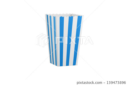 Empty popcorn box mockup with Blue stripes on white background. Empty popcorn box mockup with Blue stripes on white background. 139473896