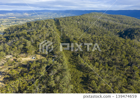 Aerial view of transmission lines in the Kanimbla Valley in the Blue Mountains Aerial view of transmission lines in the Kanimbla Valley in the Blue Mountains 139474659