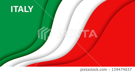 Paper cut national flag of Italy, vector red, green and white Italian papercut banner. 3d national European tricolor flag with layered waves and stripes, representing Italian modern patriotic symbol 139474837