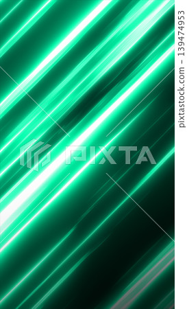 Bright green diagonal light streaks crossing a dark background, creating a sleek futuristic motion effect with speed and energy Bright green diagonal light streaks crossing a dark background, creating a sleek futuristic motion effect with speed and energy 139474953