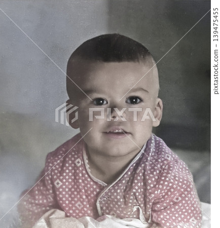 Vintage portrait of a cute smiling little boy. Retro photo from the 1970. Vintage portrait of a cute smiling little boy. Retro photo from the 1970. 139475455