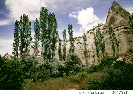 Baglidere White Love Valley in Cappadocia Turkey, landscape of mountains Baglidere White Love Valley in Cappadocia Turkey, landscape of mountains 139475513