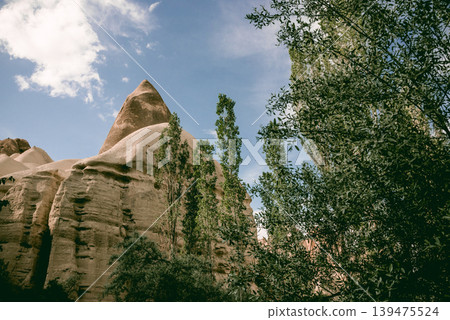Baglidere White Love Valley in Cappadocia Turkey, landscape of mountains Baglidere White Love Valley in Cappadocia Turkey, landscape of mountains 139475524