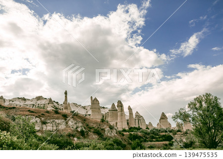 Baglidere White Love Valley in Cappadocia Turkey, landscape of mountains Baglidere White Love Valley in Cappadocia Turkey, landscape of mountains 139475535